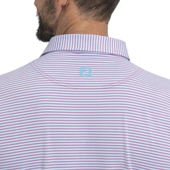 Footjoy Smooth Stripe Jersey Polo Lt Blue/Pink/White