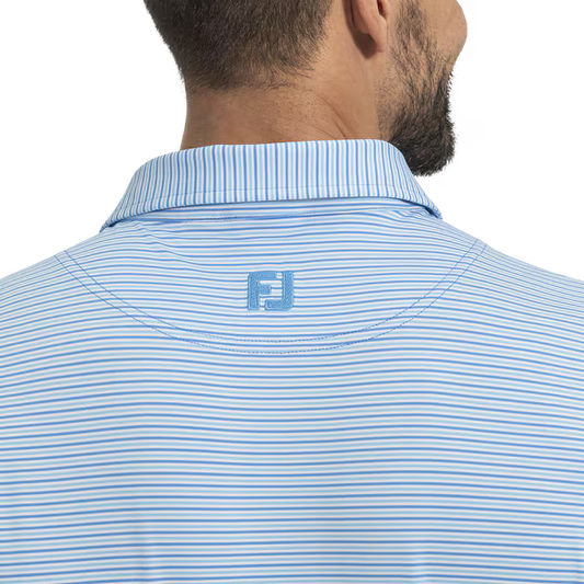 Footjoy Smooth Stripe Jersey Polo Wht/Blu/LtBlu