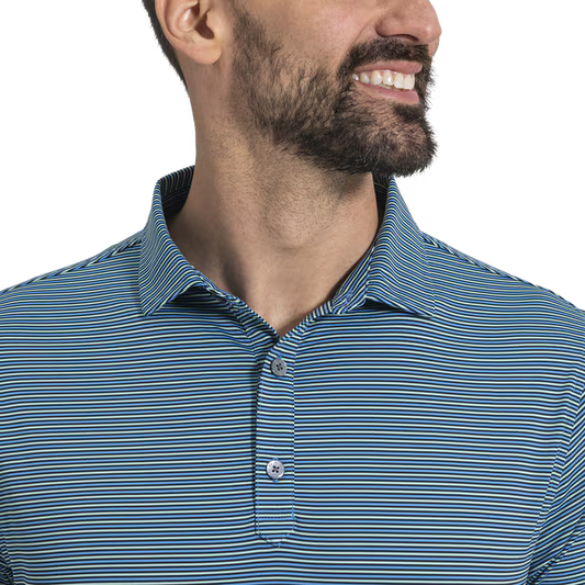Footjoy Smooth Stripe Jersey Polo Nvy/Mnt/Blue