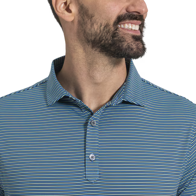 Footjoy Smooth Stripe Jersey Polo Nvy/Mnt/Blue