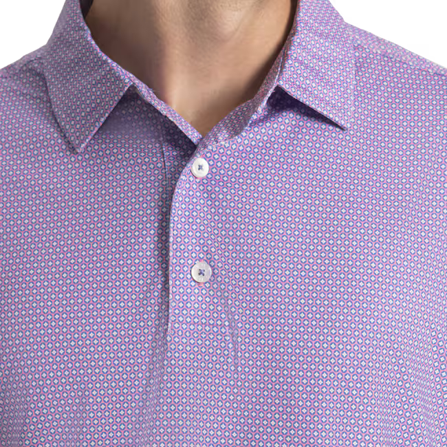Footjoy Stellar Print Polo Pink Pop/Vivid Violet/White